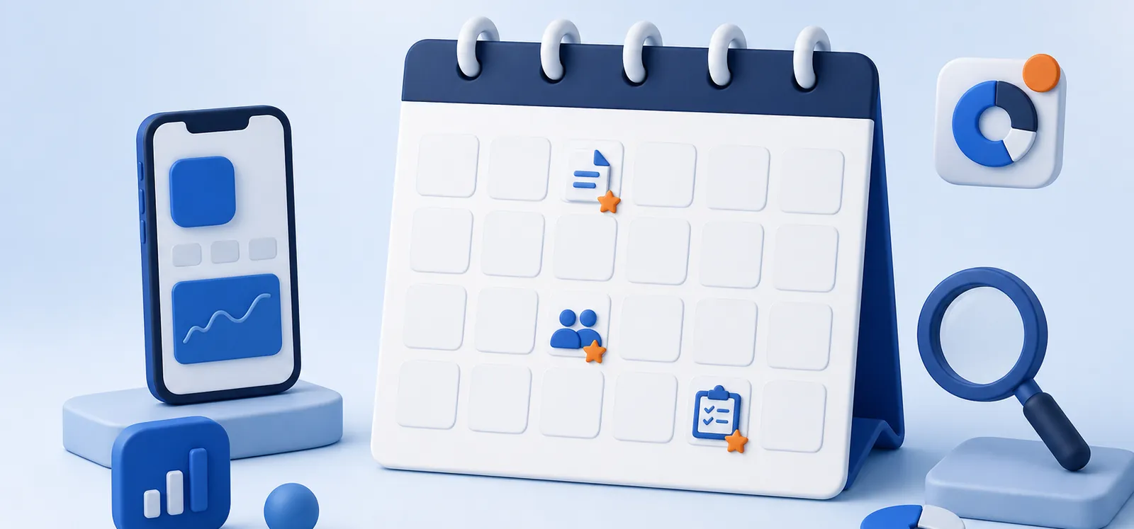 Calendario anual con tres estrellas colocadas justo después de momentos de éxito en la app