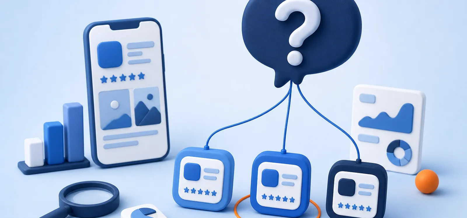 Pregunta a un asistente de IA con tres apps candidatas y una señalada