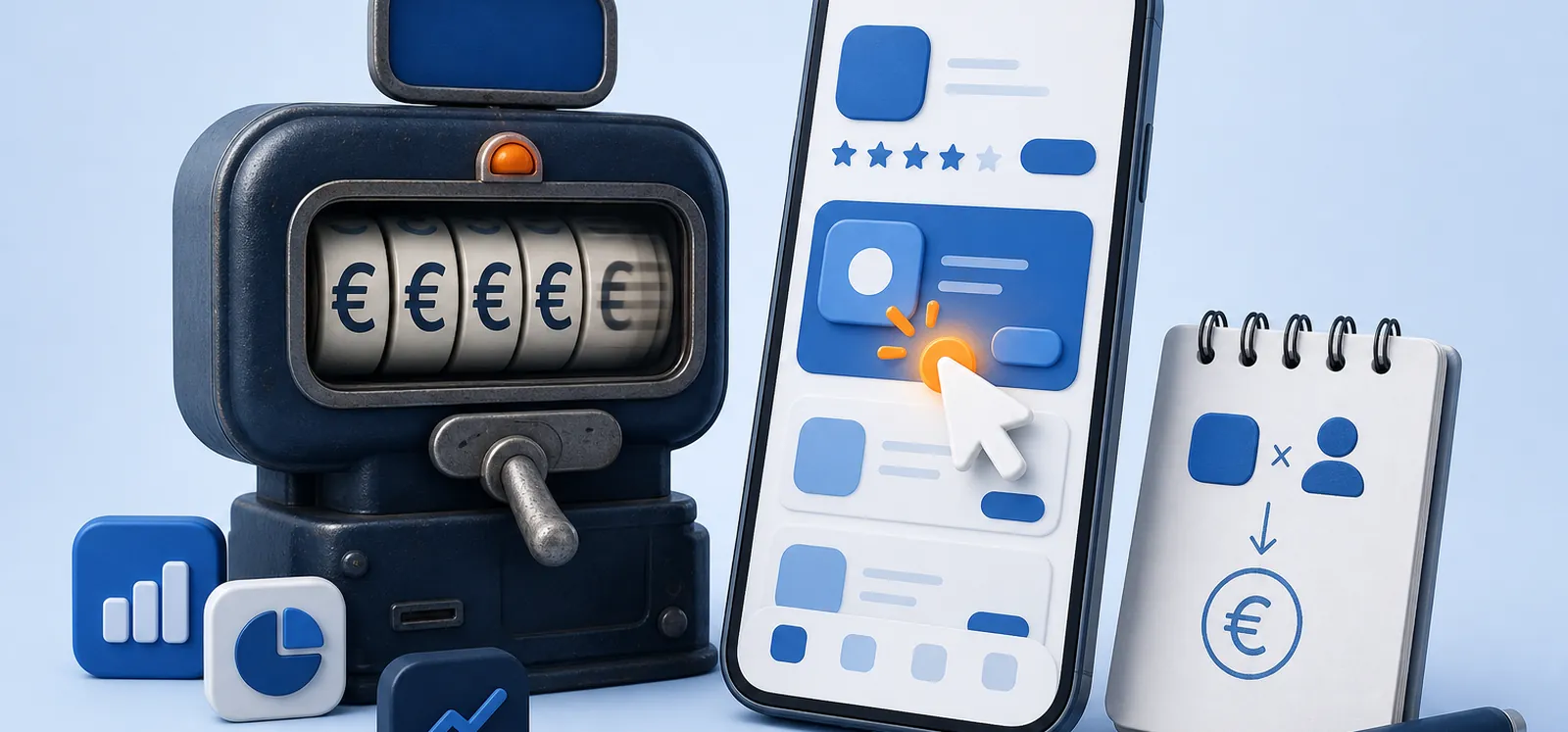 Taxímetro que cuenta el coste de cada toque en un anuncio de App Store