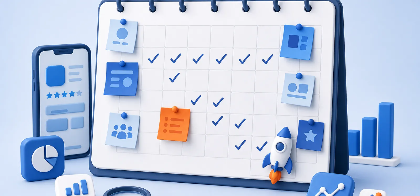 Calendario con la cuenta atrás de un lanzamiento de app