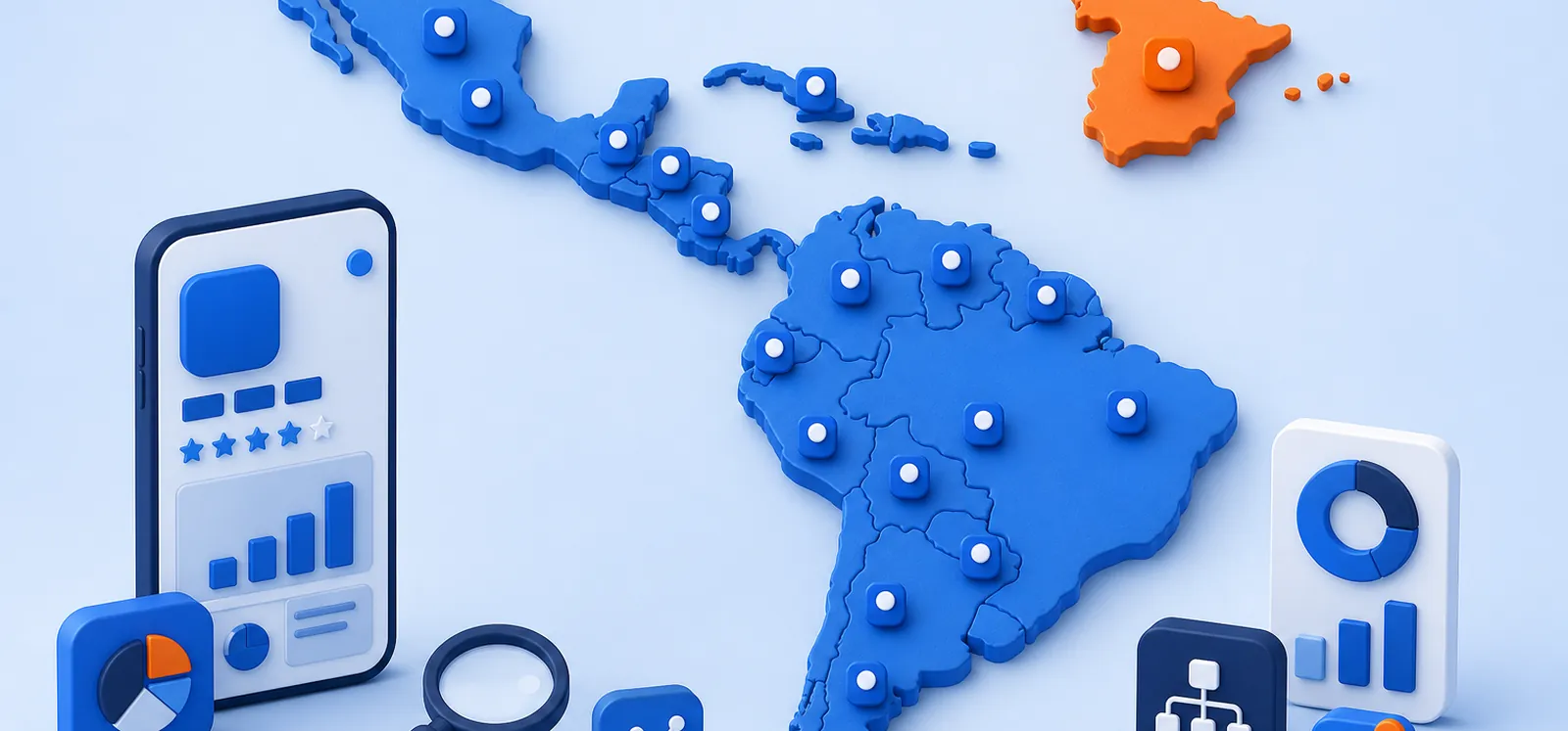 Mapa con los países que ven la ficha en español de México y en español de España
